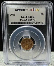 APMEX BULLION CENTER EBAY 2013 $5 GOLD EAGLE PCGS MS70 [G183]
