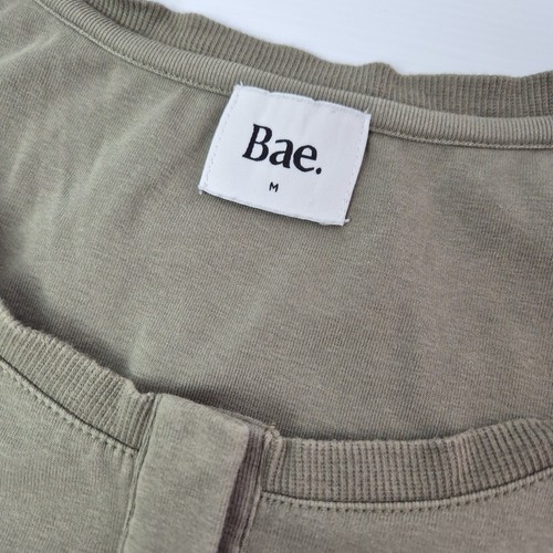 Bae the Label Dress Womens Size M Green Khaki Maternity Stretch Snap Open Top - Picture 4 of 9