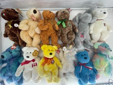 Vintage Lot of 12 TY Beanie Buddies Plush Bears  Animals Large 1