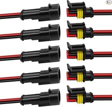 5Pcs Waterproof Electrical Connector, 2 Pin Connector, 16 AWG 2 Wire Waterproof