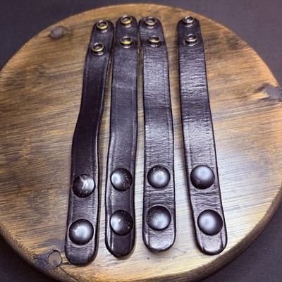 Boston Leather Belt Keeper Size 7.5'' Black Leather Snaps 5492 Set Of 4