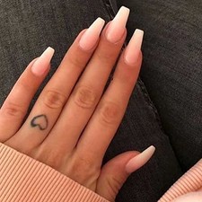 Coffin Press on Nails Medium Fake Nails Coffin Jelly Full Cover Ballerina Ndue