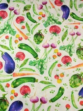 AMF Fabrics Veggie Mix D#75229 Ivory Background Colorful Vegetables 35" x 43"