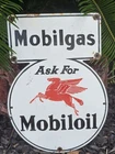 1940'S VINTAGE MOBILGAS,MOBILOIL PORCELAIN GAS STATION SIGN 16 X 11.5