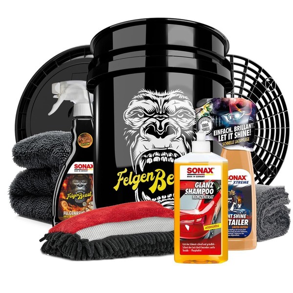 Autowasch Set Sonax Autoshampoo Felgenreiniger Felgenbeast Wascheimer Lackpflege-image