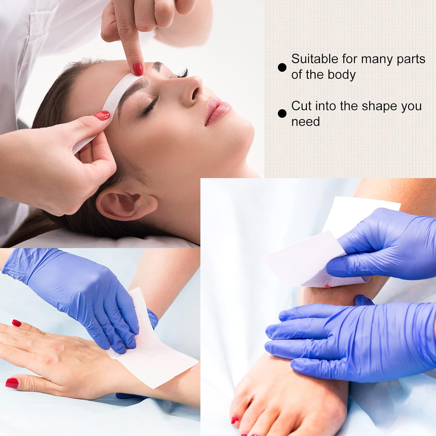 500 Pack Non Woven Wax Strips for Body and Facial Hair Removal, Different Sizes 