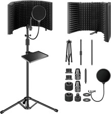 Studio Recording Microphone Isolation Shield with Pop Filter  Tripod Stand,High