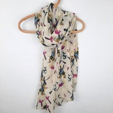 Silky Bird Buttefly Fashion Scarf 26"x67" Elegant, Lightweight, Boho