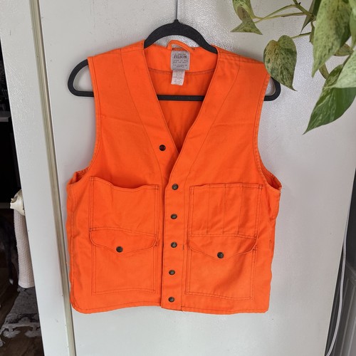 Vintage C.C. Filson Blaze Orange Shooting Hunting Vest Men’s Size 38 USA Acrylic - Picture 11 of 17