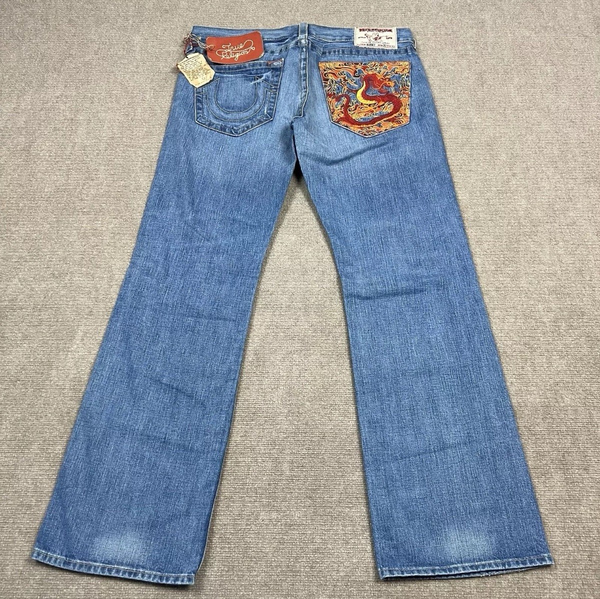 Vintage Y2K True Religion Bobby Baggy Denim Jeans Mens Sizes Dragon  Embroidered