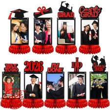 Spiareal Graduation 2026 Centerpieces 9 Pcs Red Glitter Grad Party Decor