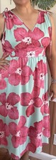 Women's Floral Maxi Dress Size Large With Tie Sleeves Vacation Cruise