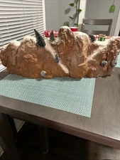 Vintage LEMAX Village Landscape Mountain Backdrop With 7 Trees 1998 worn