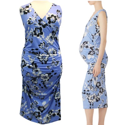 NEW Yumi Kim Maternity XL Hold Tight Dress Wonderful Life Blue Floral Stretchy