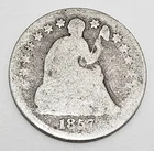 1857 P Seated Liberty HALF Dime *90% SILVER * *AG - ABOUT GOOD*  *FREE SHIPPING*