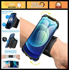 360 Rotatable Wristband Phone Holder for Running - Fits 4-6.7" Smartphones, Bla