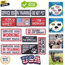 12 Pieces Service Dog Vest Patches with Adhesive Strap Removable Harnesses Ta...