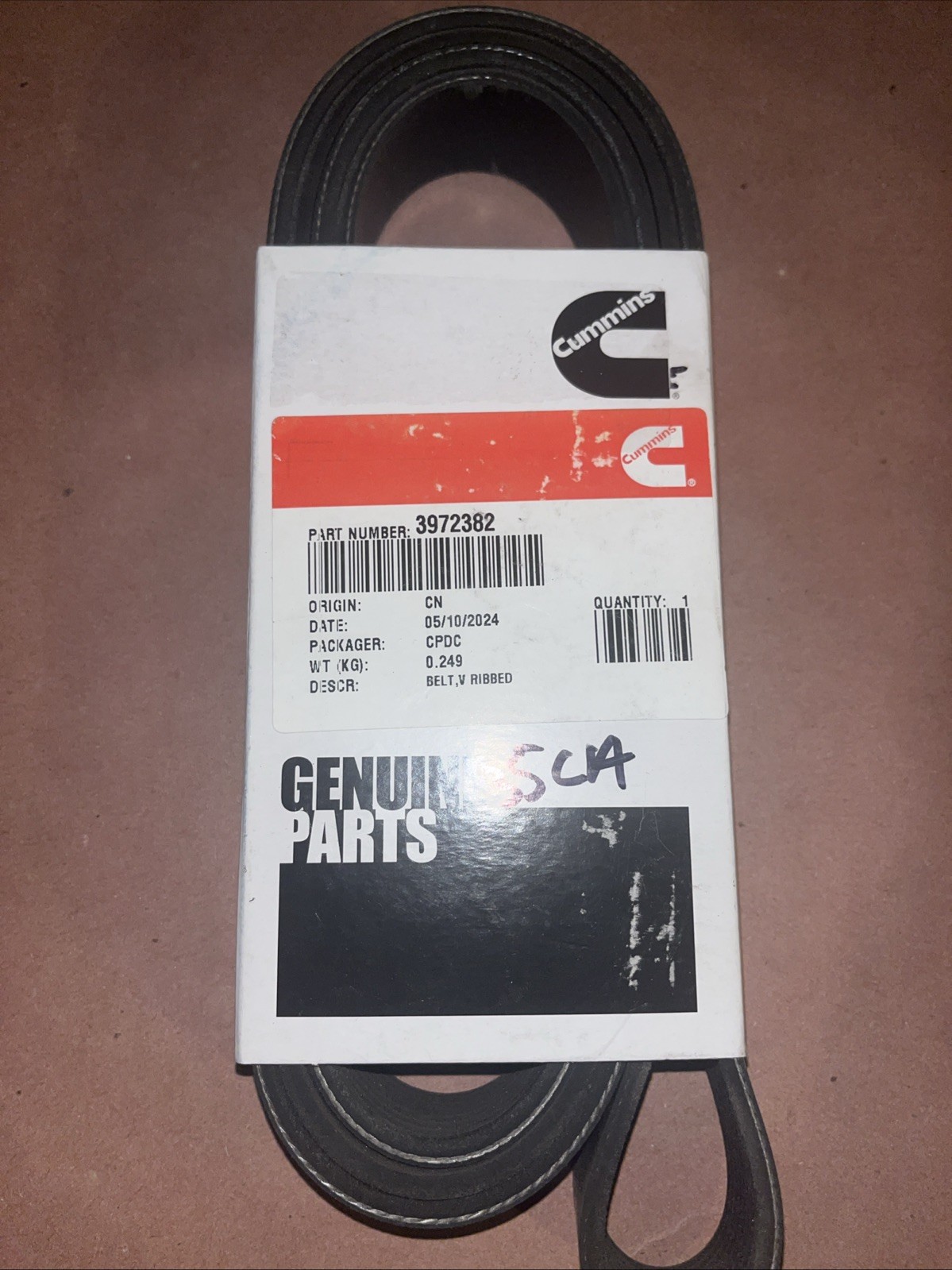 CUMMINS BELT V-RIBBED DRIVE SERPENTINE – 3972382 | OEM | Parts Masters image 1