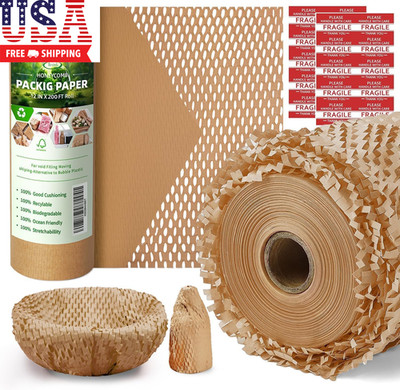 Honeycomb Packing Paper,12 Inch X 200 Ft Bubble Cushioning Wrap for Packing Movi