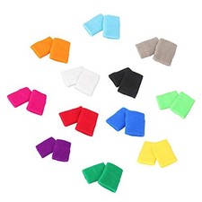 12 Pairs Colorful Cotton Sweatbands Sports Basketball Wristband Athletic