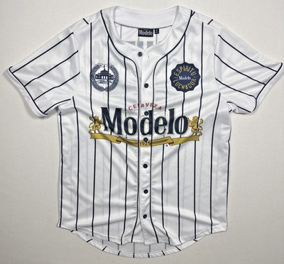 Modelo Shirt Adult M Baseball Jersey Cerveza Beer Button Short Sleeve Men's