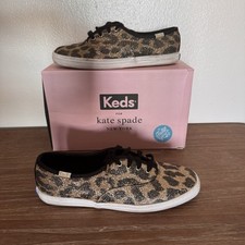 Women  s Keds X Kate Spade New York Champion Glitter Leopard Sneakers Size 5M