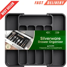 Silverware Organizer - Expandable Kitchen Drawer Organizer, Adjustable Utensil