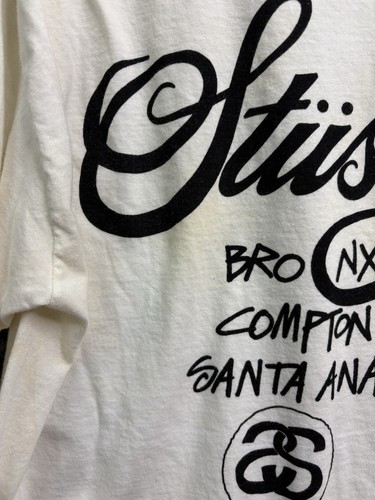 STUSSY New York Los Angeles Tokyo London Paris Long Sleeve Medium White - Picture 9 of 15