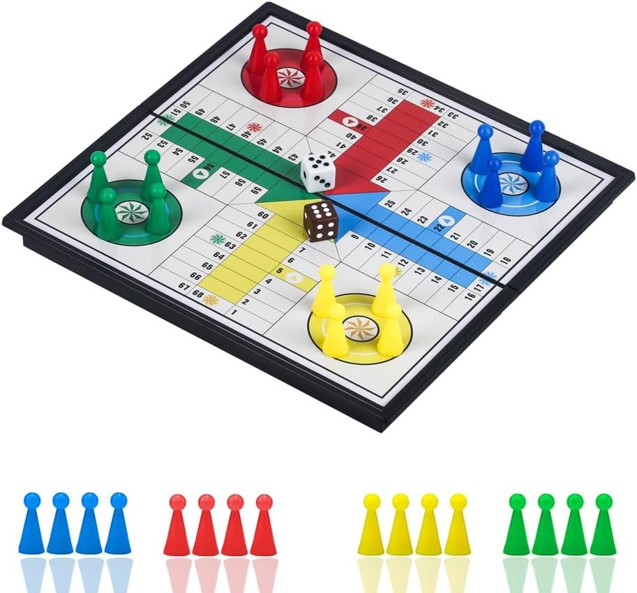 Magnetic Ludo Board Game Travel Folding Mini Set Family Fun 