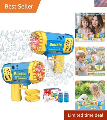 2 Bubble Gun with 2 Bottles Refill Solution for Kids, 40-Hole Light Up Bubble...