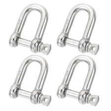 4Pcs 7/16" 10.76mm 316 Stainless Steel D Shackle for Boat Chain, Silver Tone