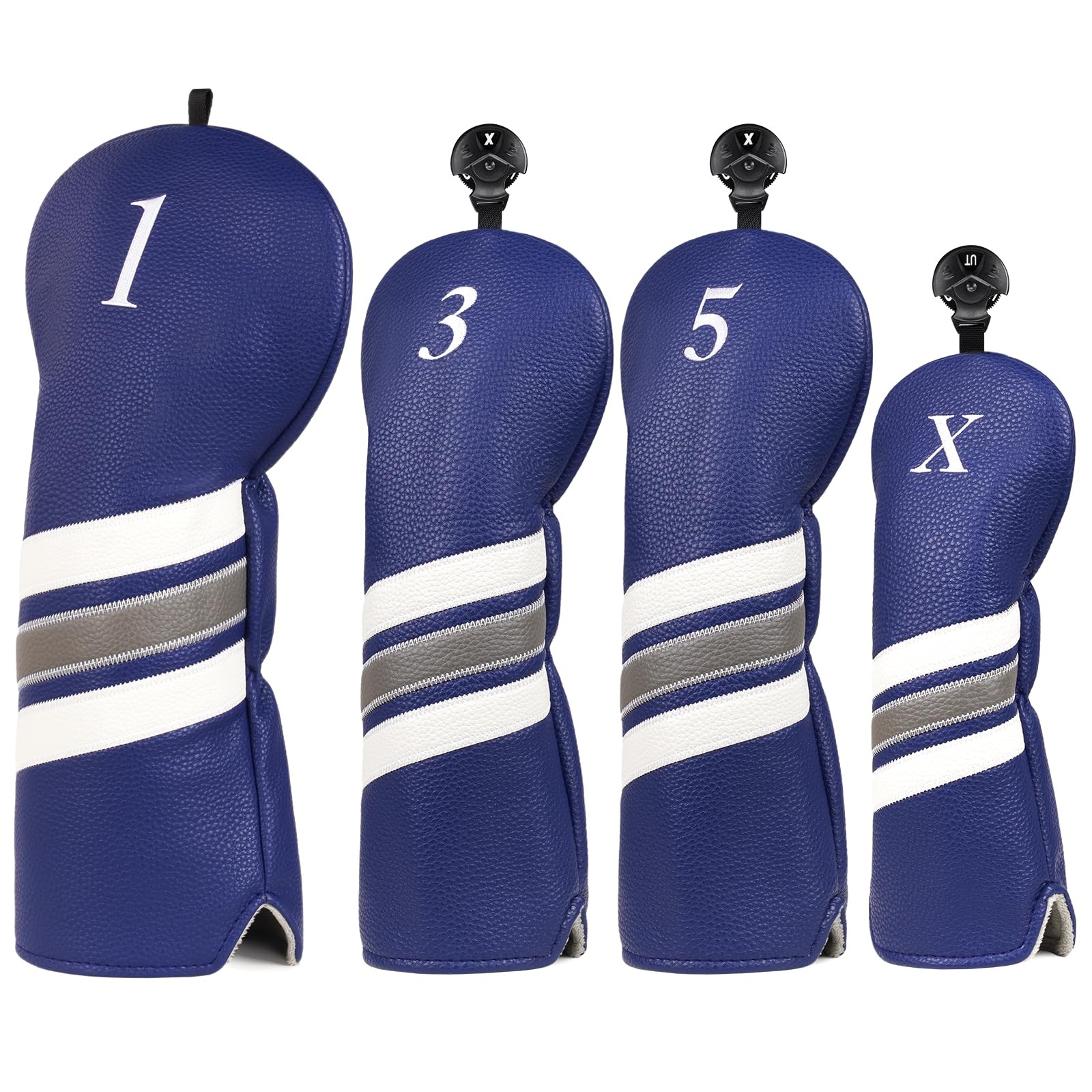 Club Covers, 4pcs Or 1pc Head Covers For Woods, Driver, Navy Blue