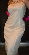 Vtg Wondermaid Ivory Nylon Lace Wide Bust Slip 40 USA