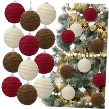12 Pcs 2.36 Inch Christmas Ball Ornaments Boho Dark Red, Beige ,Brown