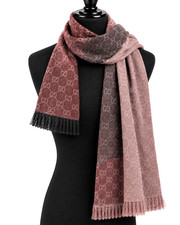 Gucci GG Logo Lana Wool Scarf Stole made in Italy for men  Women Burgundy Color