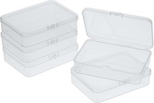 5 Pcs Mini Plastic Storage Containers Box with Lid, Small Clear