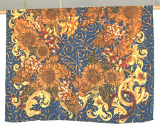 Blue Sunflowers100 SILK SCARF Wrap LARGE  34" NWOT
