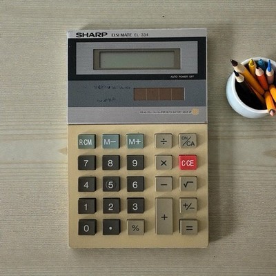 Sharp Calculator Elsimate EL-334 8 Digit Twin Power Solar plus Battery Vintage