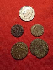 lot of 4 low to mid quality ancient roman coins from different emperor's
