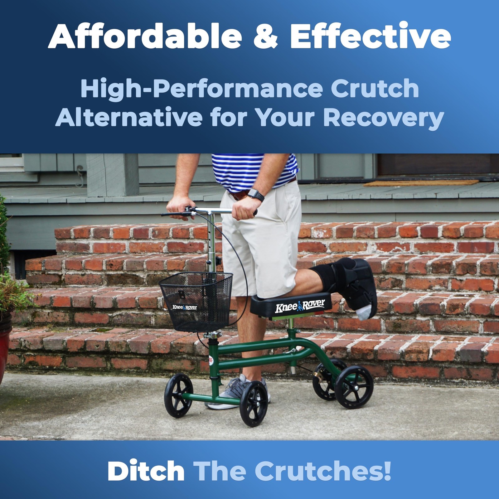 KneeRover Steerable Knee Scooter Knee Walker for Adults for Foot Surgery, Bro...