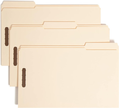 Fastener File Folder, 2 Fasteners, Reinforced 1/3- Cut Tab, Legal Size, Manila, 
