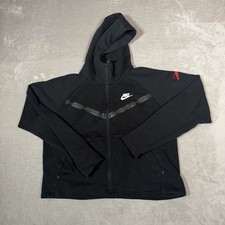 Nike Hoodie Womens Medium Black Tech Fleece Full Zip Logo Windrunner Sweatshirt