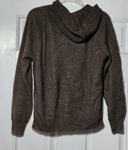 Nwt Shabaduer Women's Cashmere Hooded Cardigan Sweater/ Mocha Brown /Size S - Picture 5 of 9