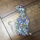 Murano Millefiori Multicolor Hand Blown Glass Cat Figurine Italy