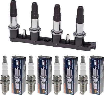 ENERGY Zündspule + 4x BERU Zündkerze für Skoda Felicia I Pick-up 797 1.3