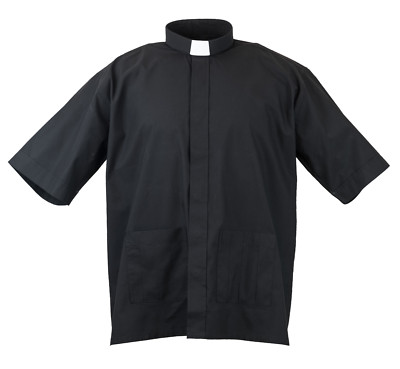 Black Clergy Tab Shirt - MDS 4900 Panama/ Jack Tab Shirt SS, Cottonrich