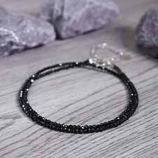 Black Tourmaline 2mm Beaded Choker Healing Minimalist Women Crystal Necklace
