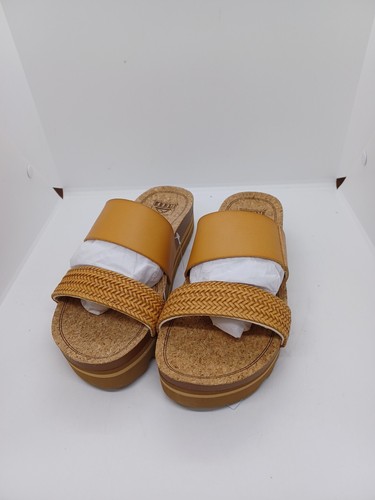 NEW Reef Women's Cushion Vista Hi Slide Sandal - Natural Braid Size 8