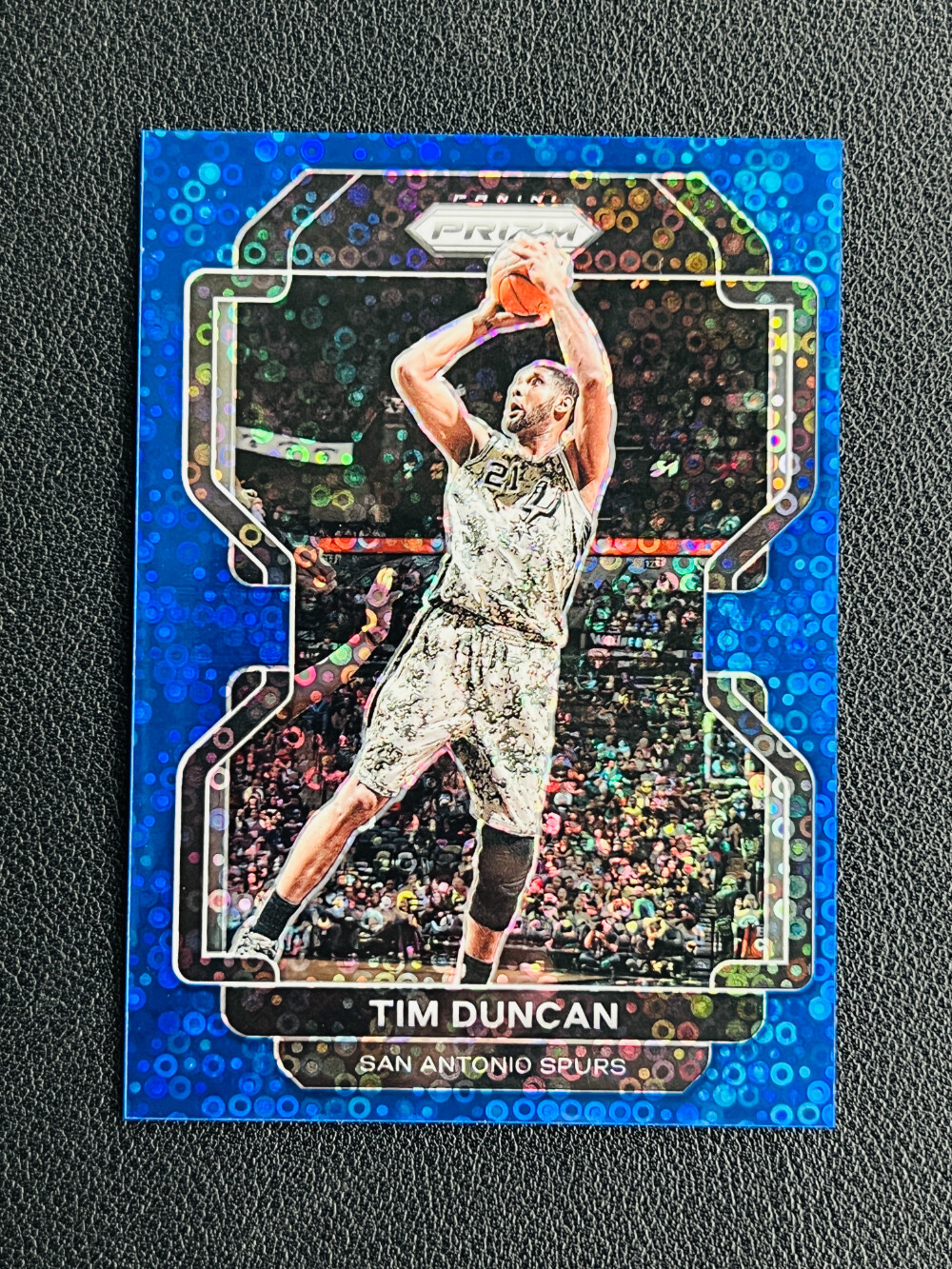 2021-22 Panini Prizm Tim Duncan Fast Break Blue Disco Prizm 047/150 Spurs -LUS