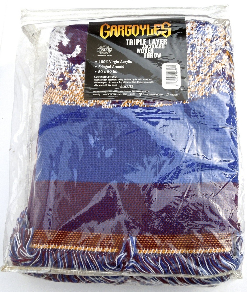 1990S GARGOYLES BEACON Jacquard Woven THROW Blanket MINT In